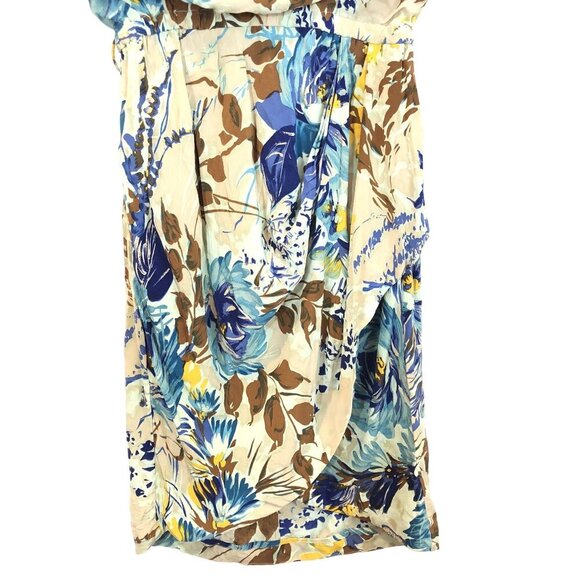 Tracy Reese Resort Silk Size S Floral Cap Sleeve Mini Dress Draped Front Sheath - Picture 7 of 11